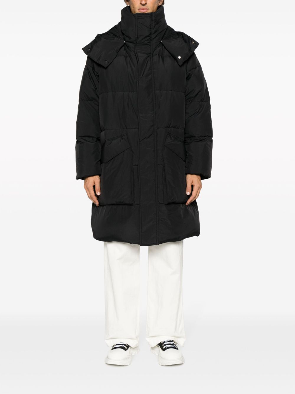 Etudes Ile detachable-hood padded coat - Zwart