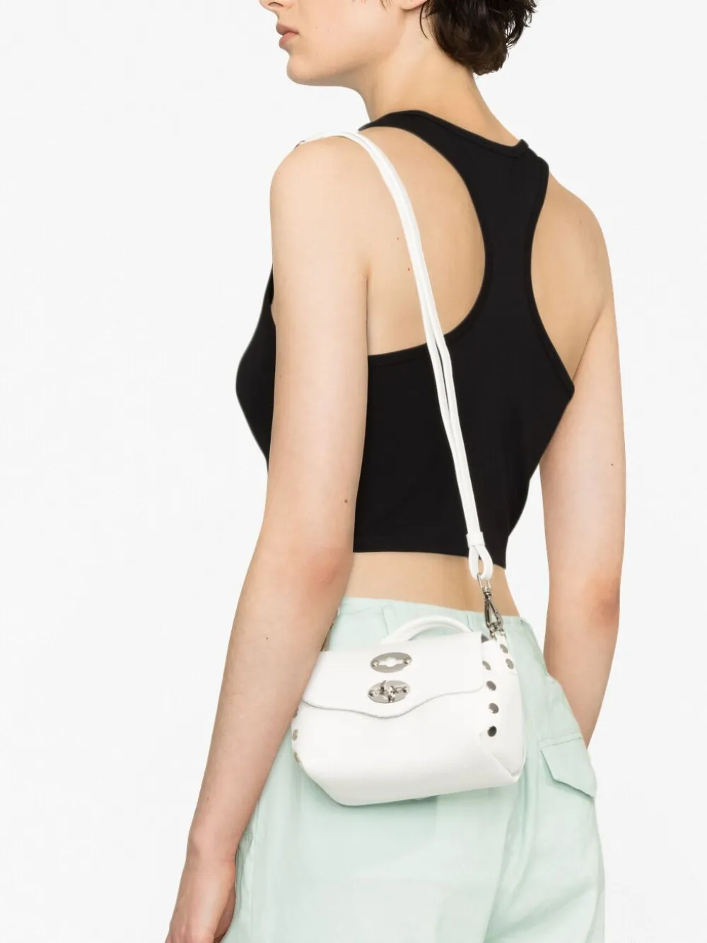 Shop Zanellato Mini Postina Leather Tote Bag In White