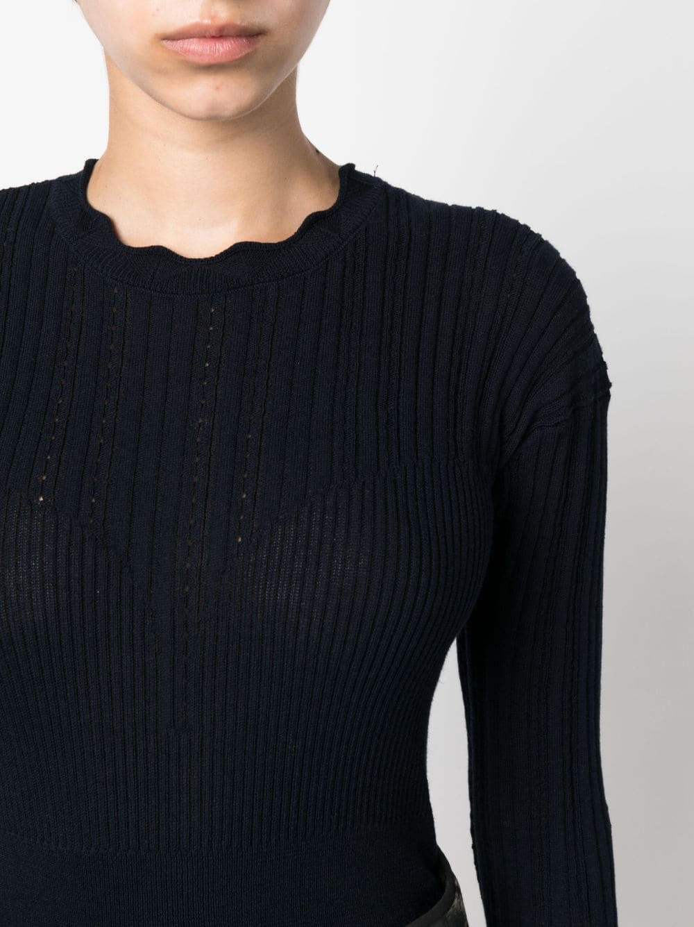 Shop Henrik Vibskov Ribbed-knit Long-sleeved Jumper In Blue