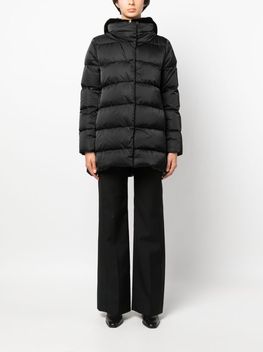 Shop Herno Hooded Quilted Coat In Black