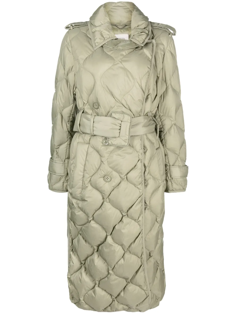 Dorothee Schumacher Quilted Belted-waist Trench Coat In Green