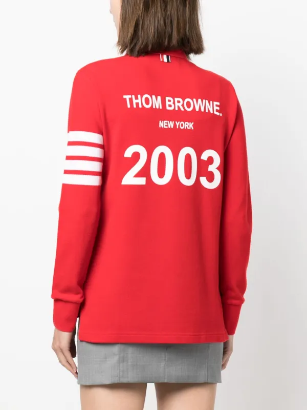 Thom Browne 4-Bar long-sleeved Polo Shirt | Red | FARFETCH