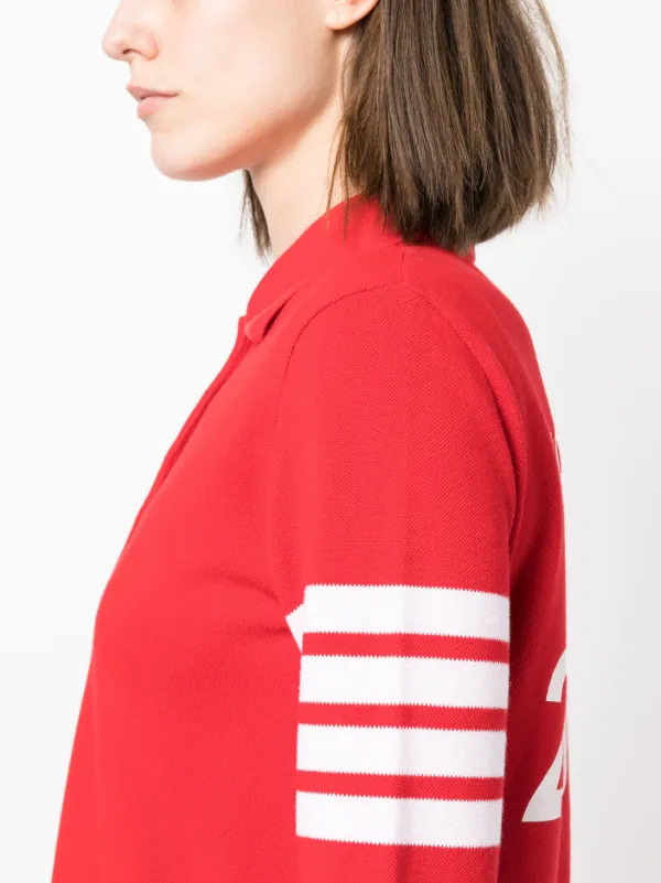 Thom Browne 4-Bar long-sleeved Polo Shirt | Red | FARFETCH