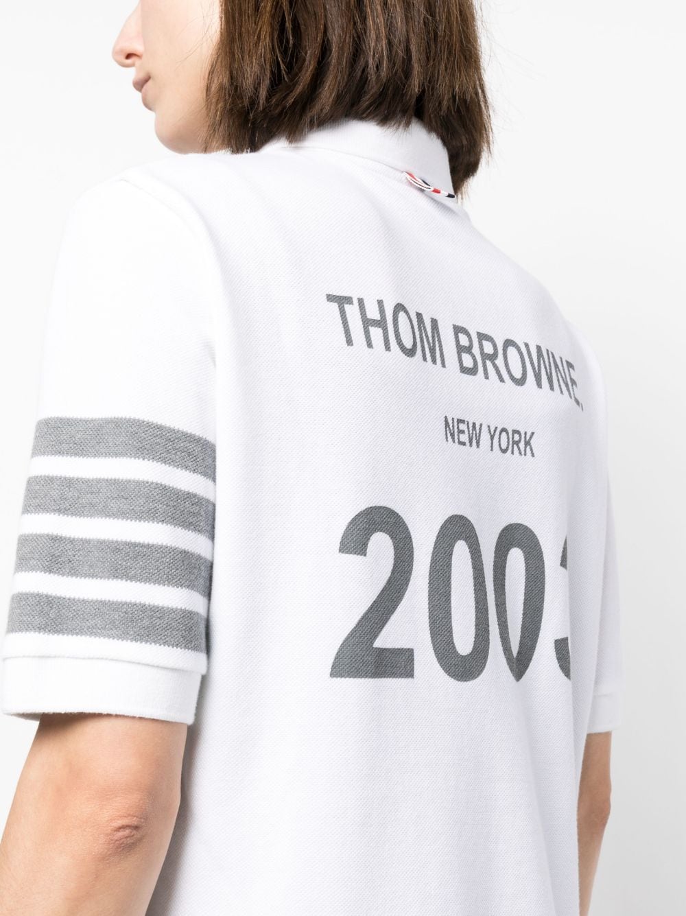 Shop Thom Browne 4-bar Stripe 2003-print Polo Shirt In White