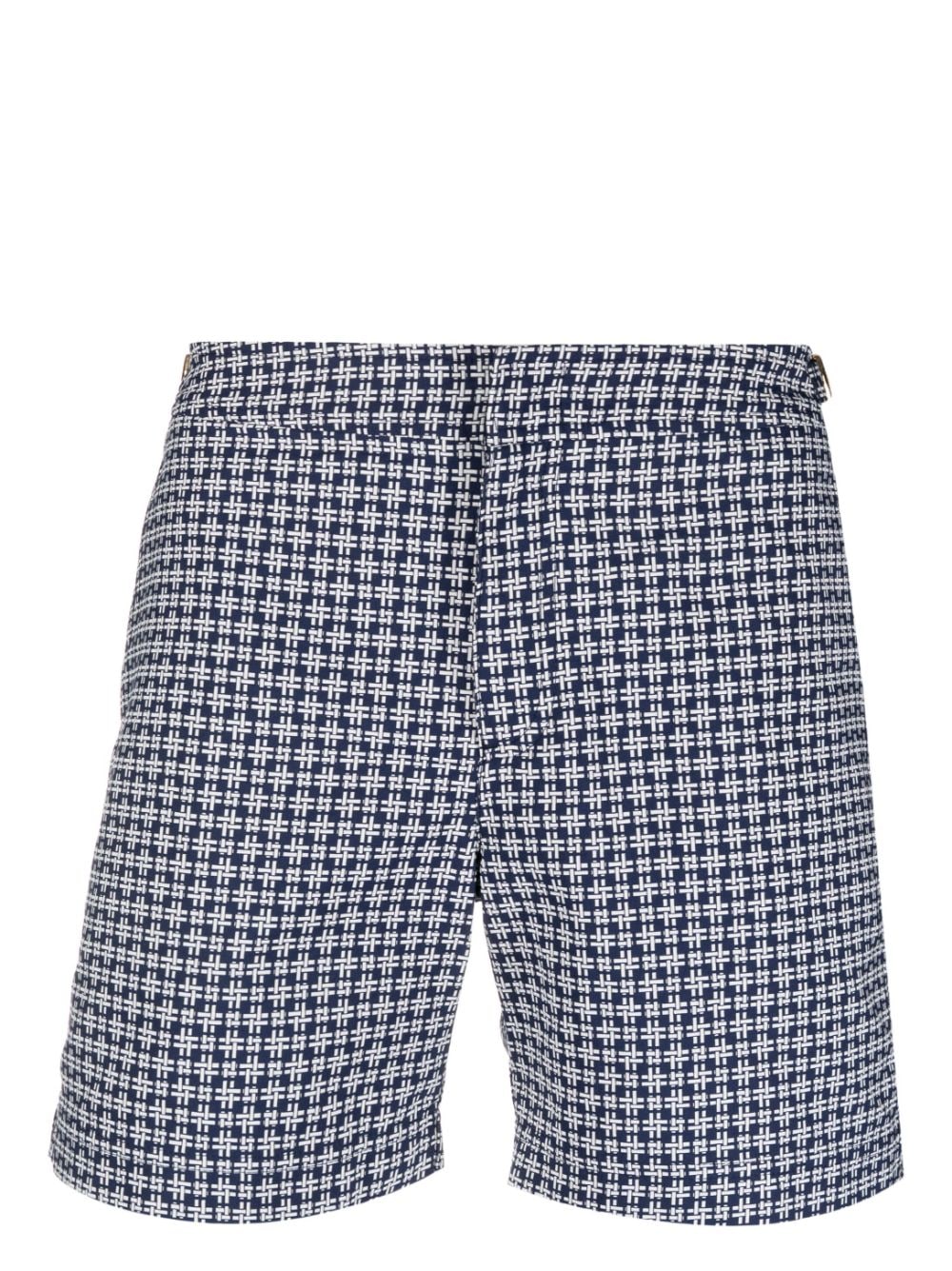 Shop Orlebar Brown Patterned-jacquard Swim Shorts In Blue