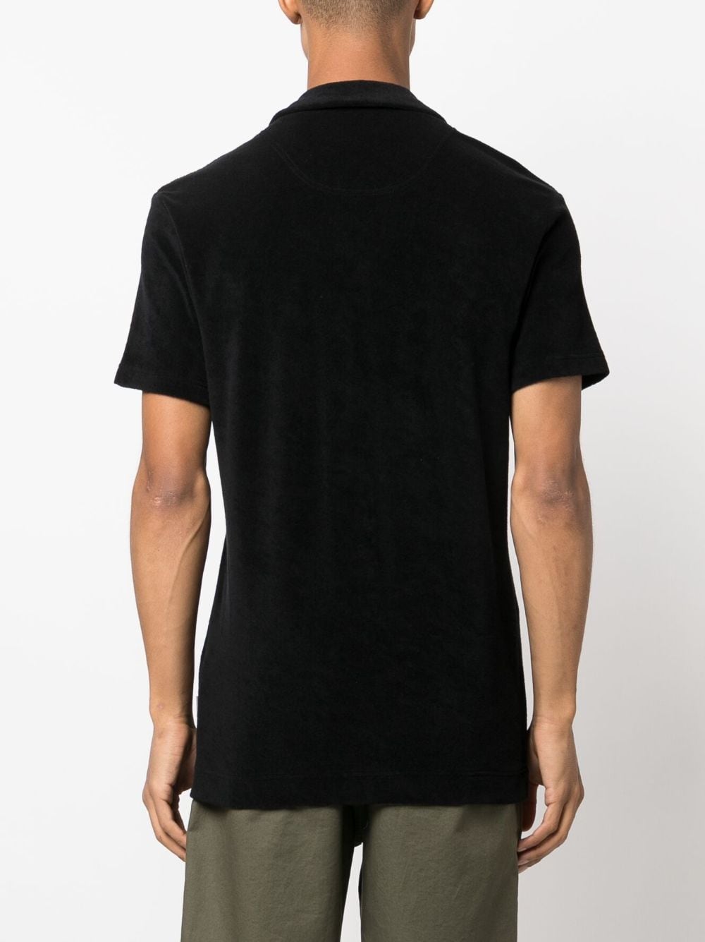 Shop Orlebar Brown Terry-cloth Cotton Polo Shirt In Black
