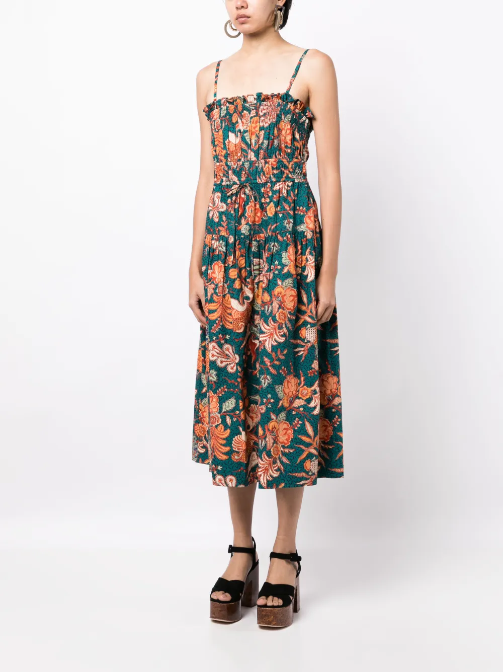 Ulla Johnson Midi-jurk met bloemenprint Groen