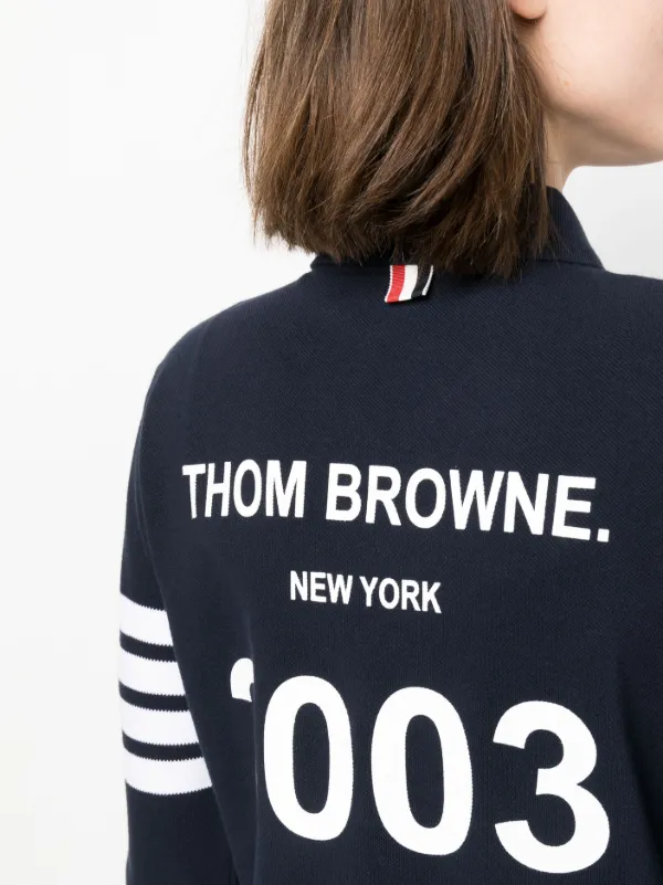 Thom Browne 4-Bar long-sleeved Polo Shirt | Blue | FARFETCH CA