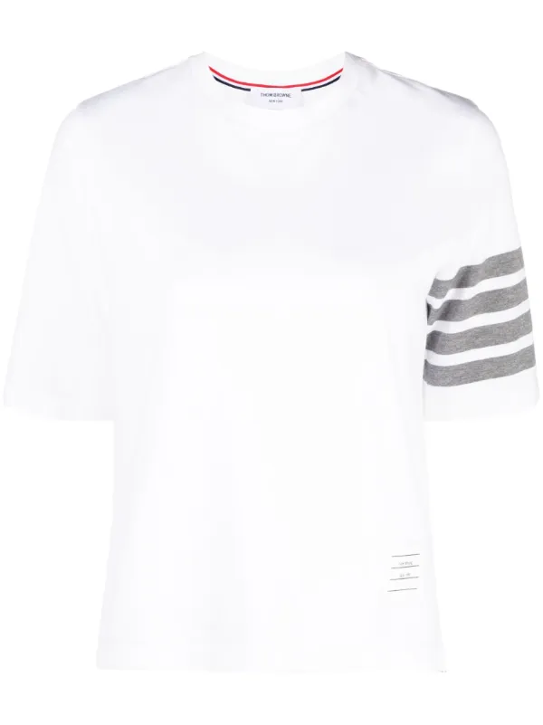 THOM BROWNE 映えるロゴ入り☆ 4BAR Tシャツ Thom Browne 4BAR ストライプ 2003プリント Tシャツ | ブルー