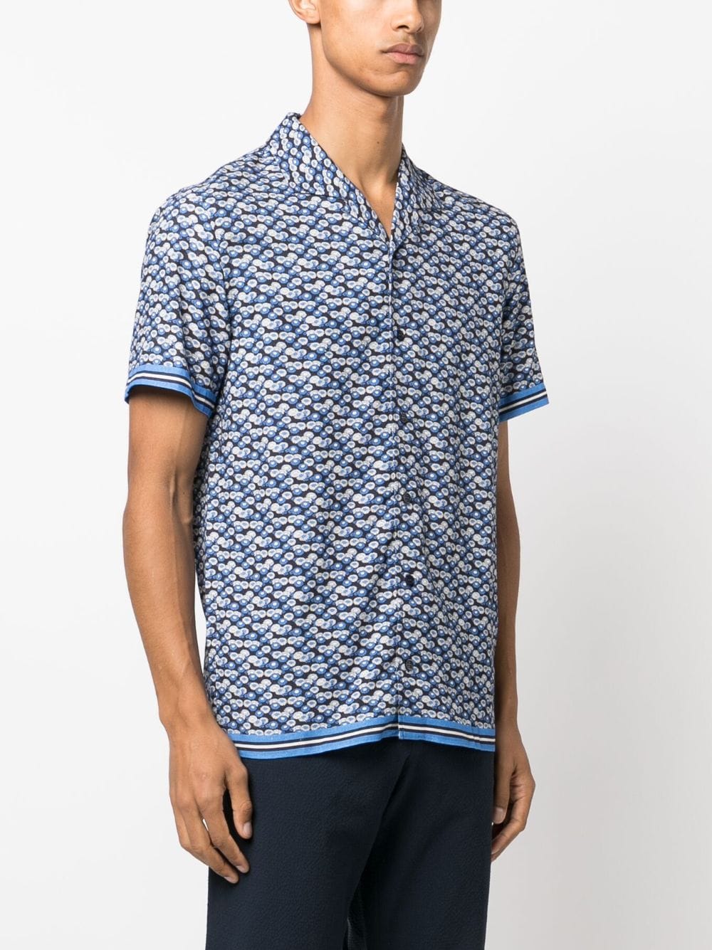Shop Orlebar Brown Hibbert Floral-print Shirt In Blue