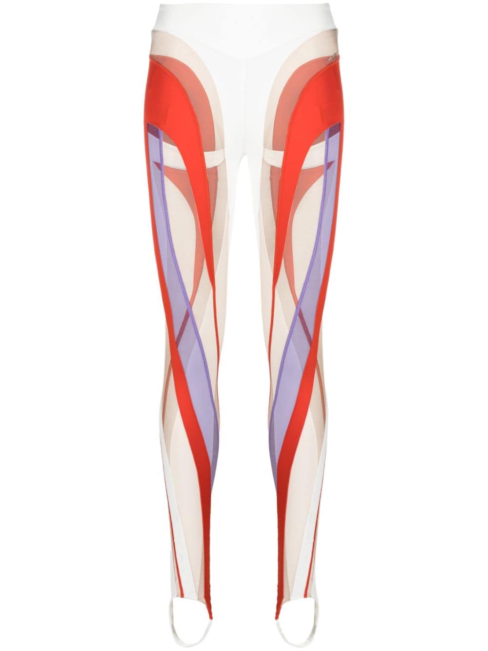 Mugler Spiral Paneled Stretch Leggings in Blue