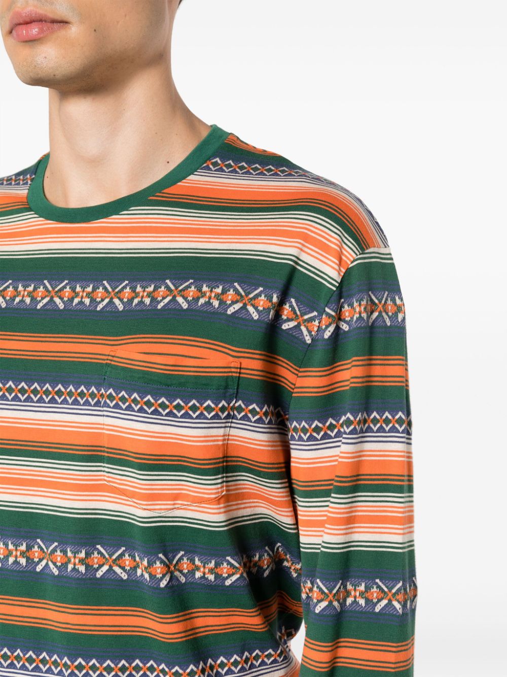 Shop Polo Ralph Lauren Striped Jacquard Cotton T-shirt In Grün