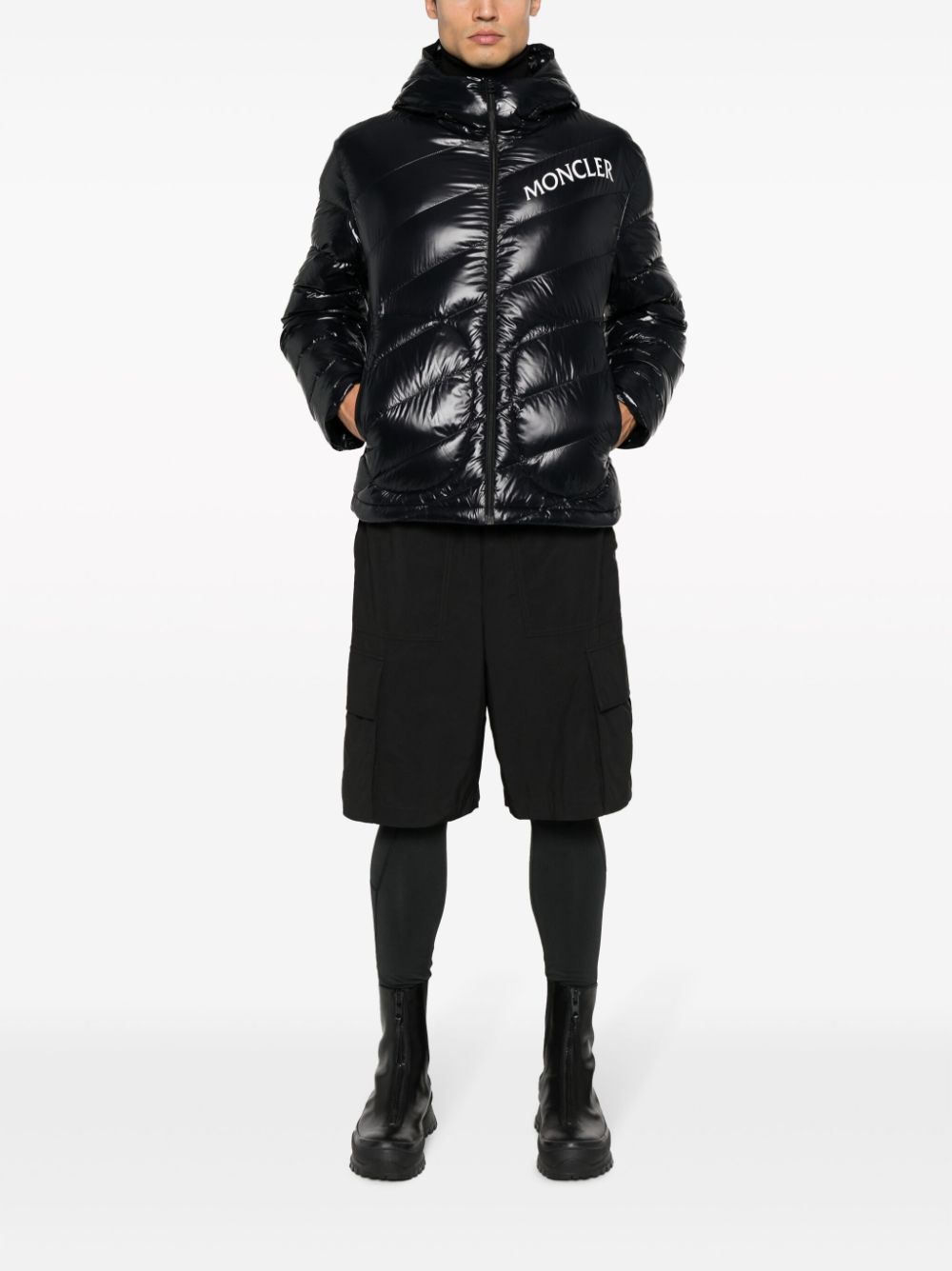 Shop Moncler Shama Logo-print Quilted Puffer Jacket In Schwarz