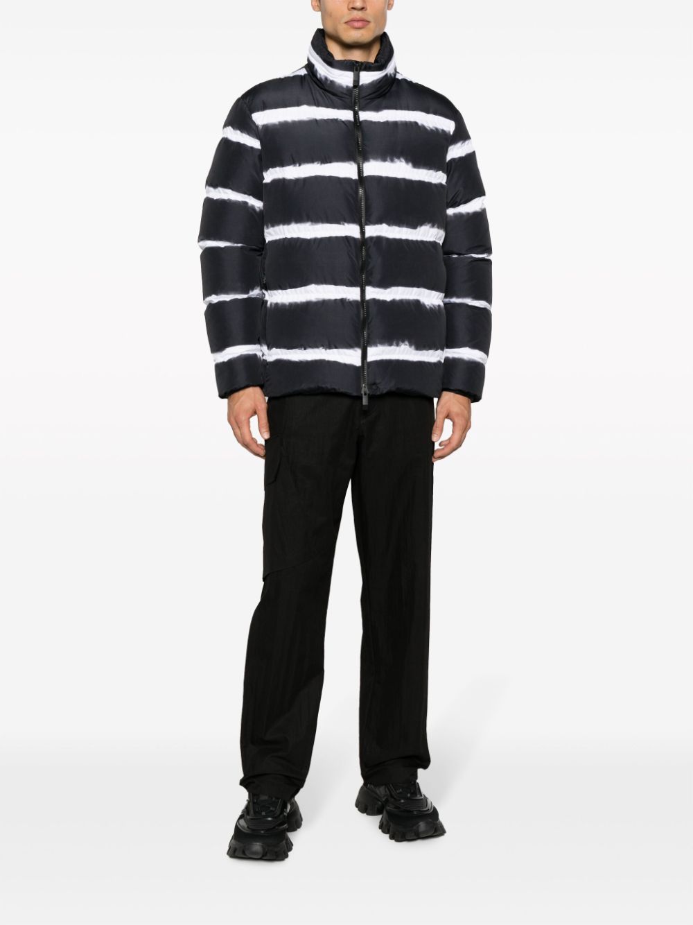 Moncler Sil striped puffer jacket - Zwart