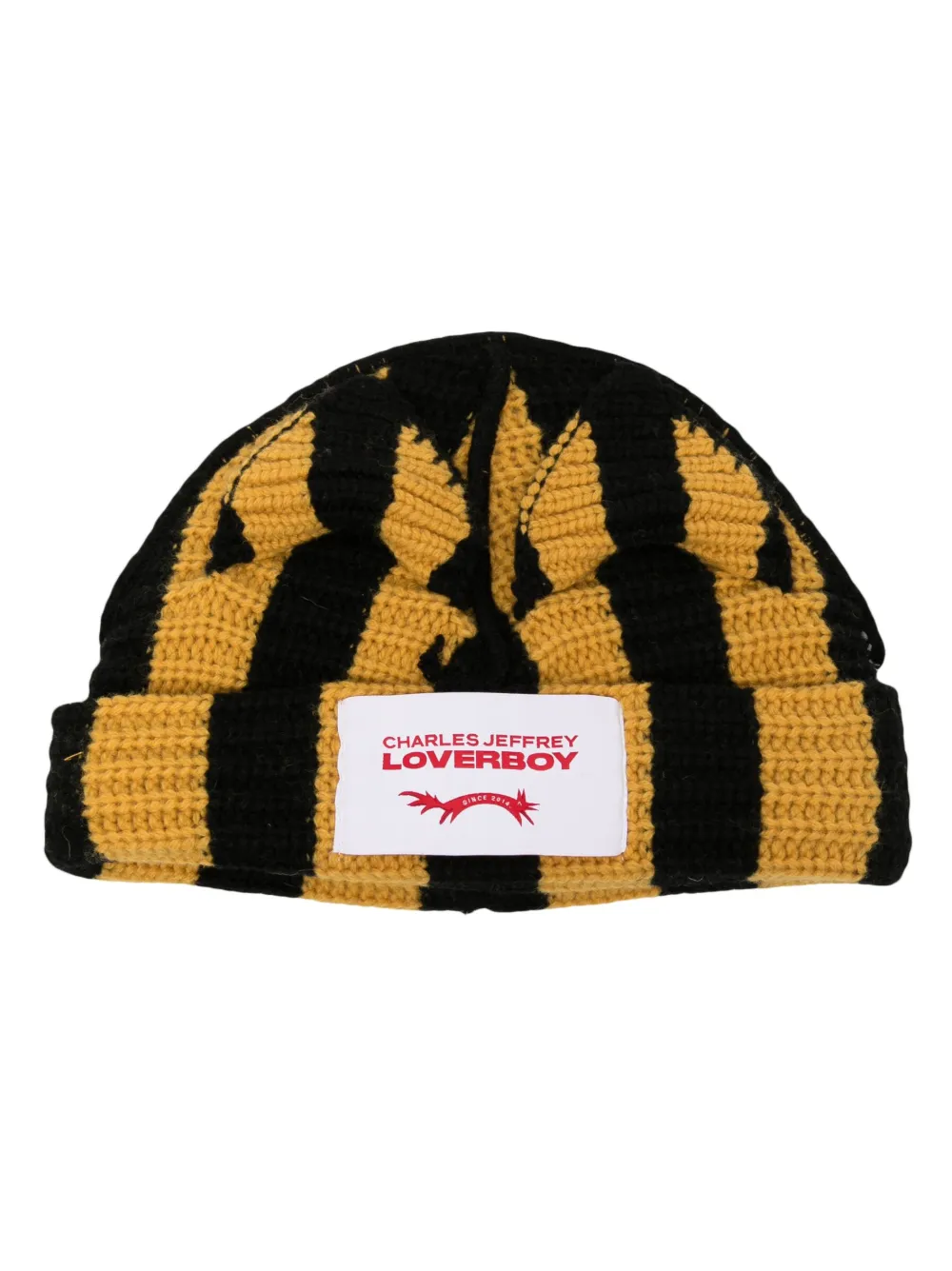 Charles Jeffrey Loverboy Chunky Ears striped beanie | Black | Image 1