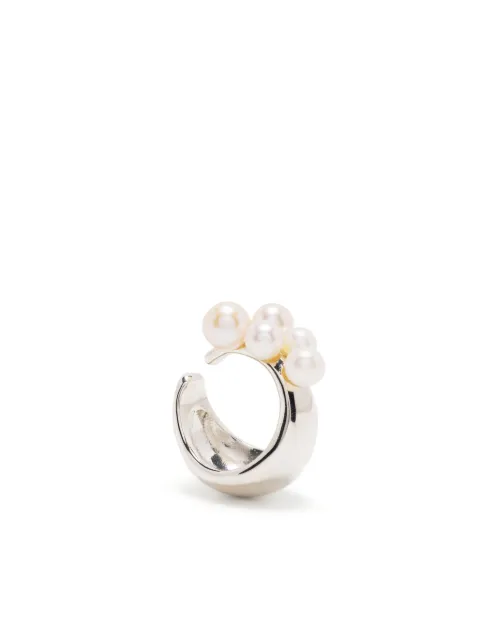 E.M. pearl-detail silver ear cuff
