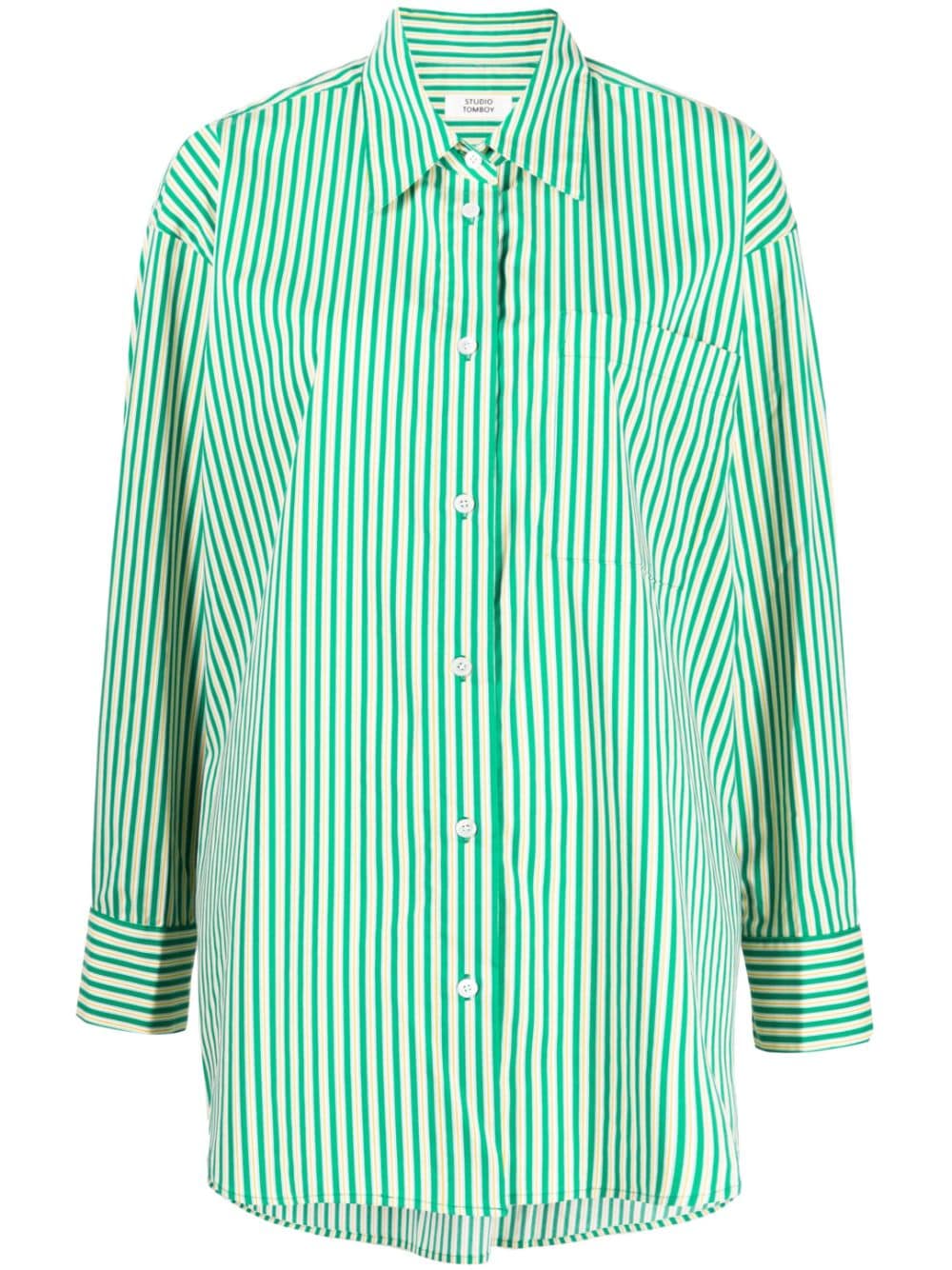 Studio Tomboy Stripe-print Long-sleeved Shirt In Green