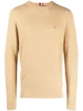 Tommy Hilfiger logo-embroidered knitted cotton jumper - Neutrals