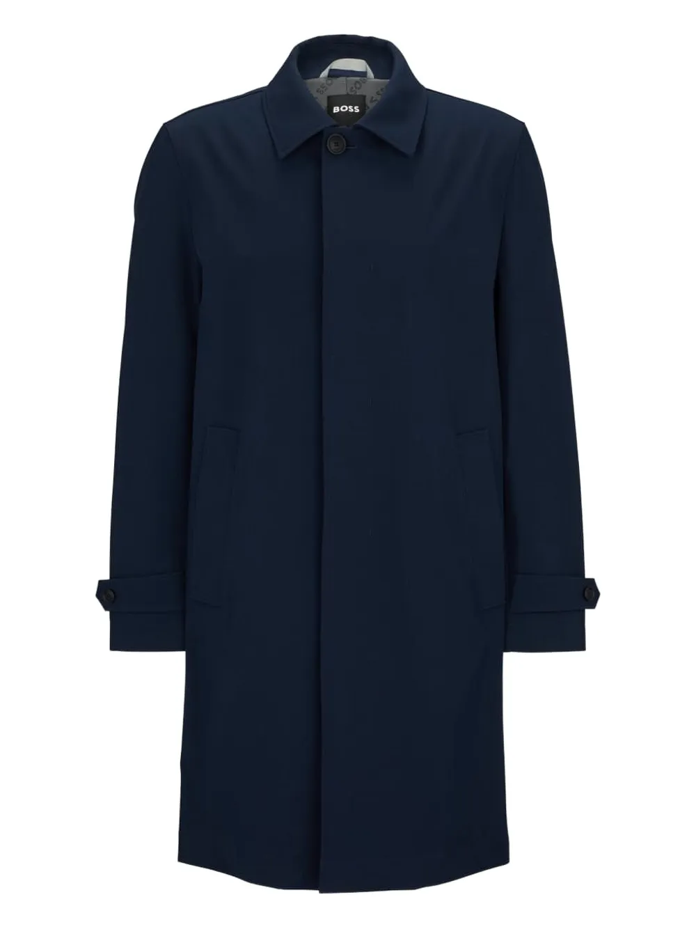 Hugo Boss Button-up Trenchcoat In Blue