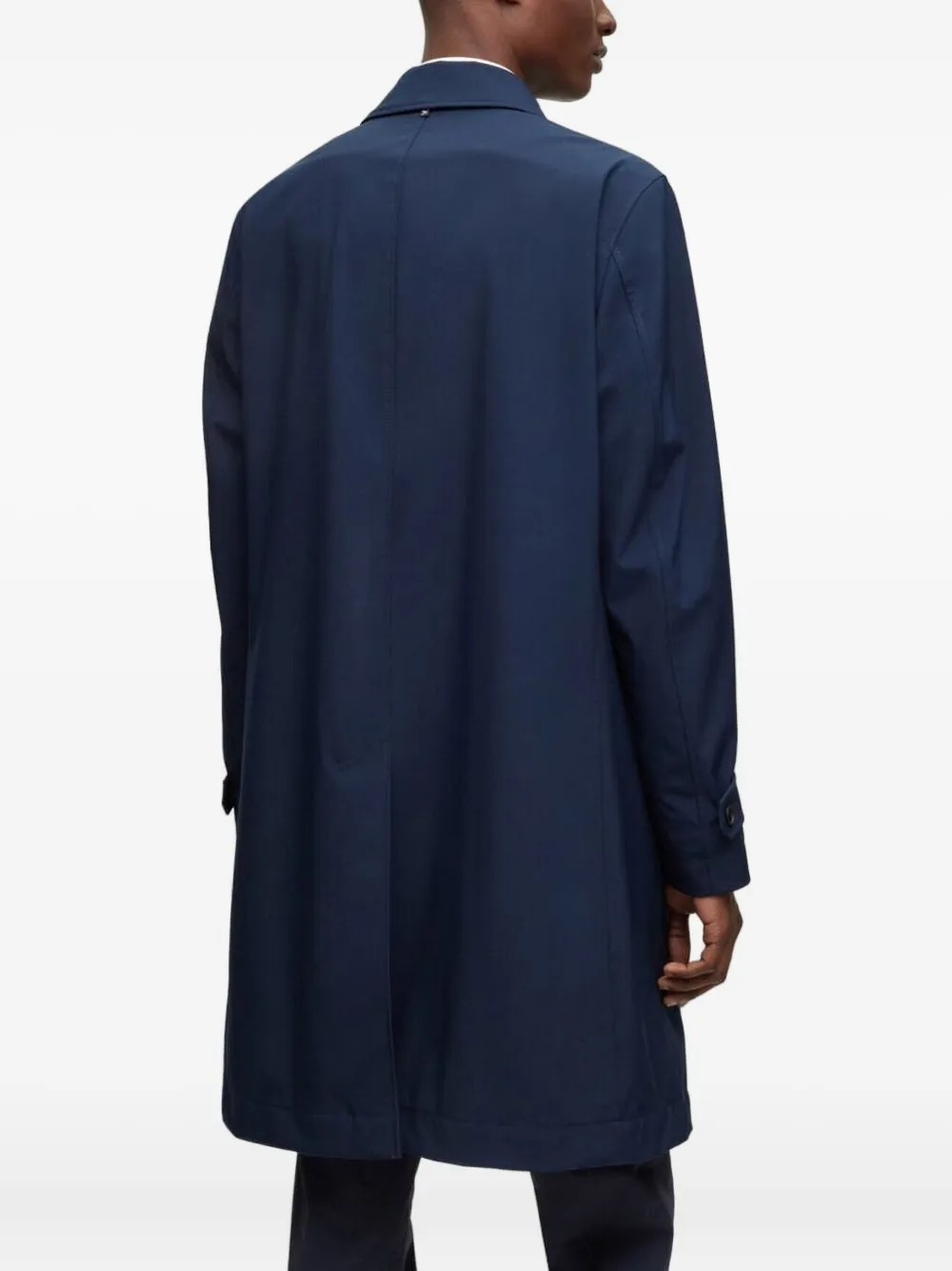 Hugo Boss Button-up Trenchcoat In Blue