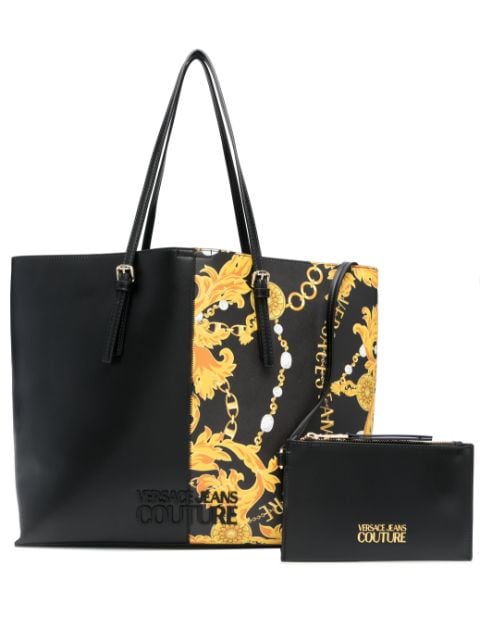 Versace Jeans Couture Baroque-pattern faux-leather tote bag