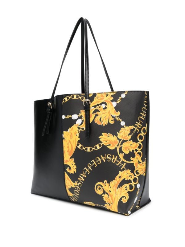 Versace Jeans Couture Barocco Scarf Faux-leather Tote Bag in