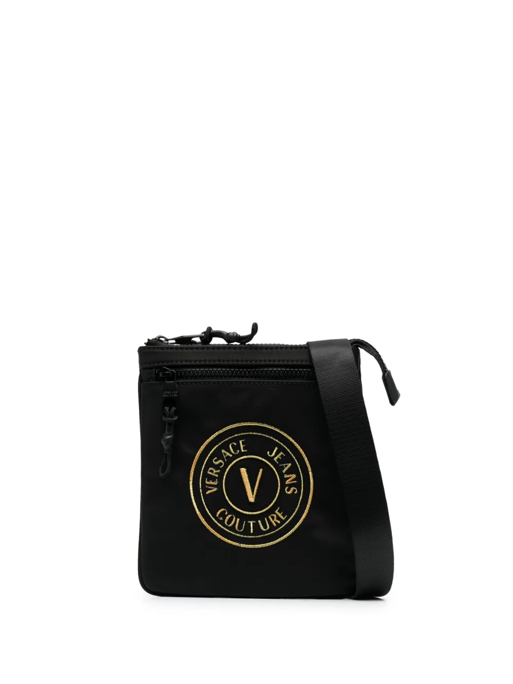 Shop Versace Jeans Couture Logo-patch Messenger Bag In Black