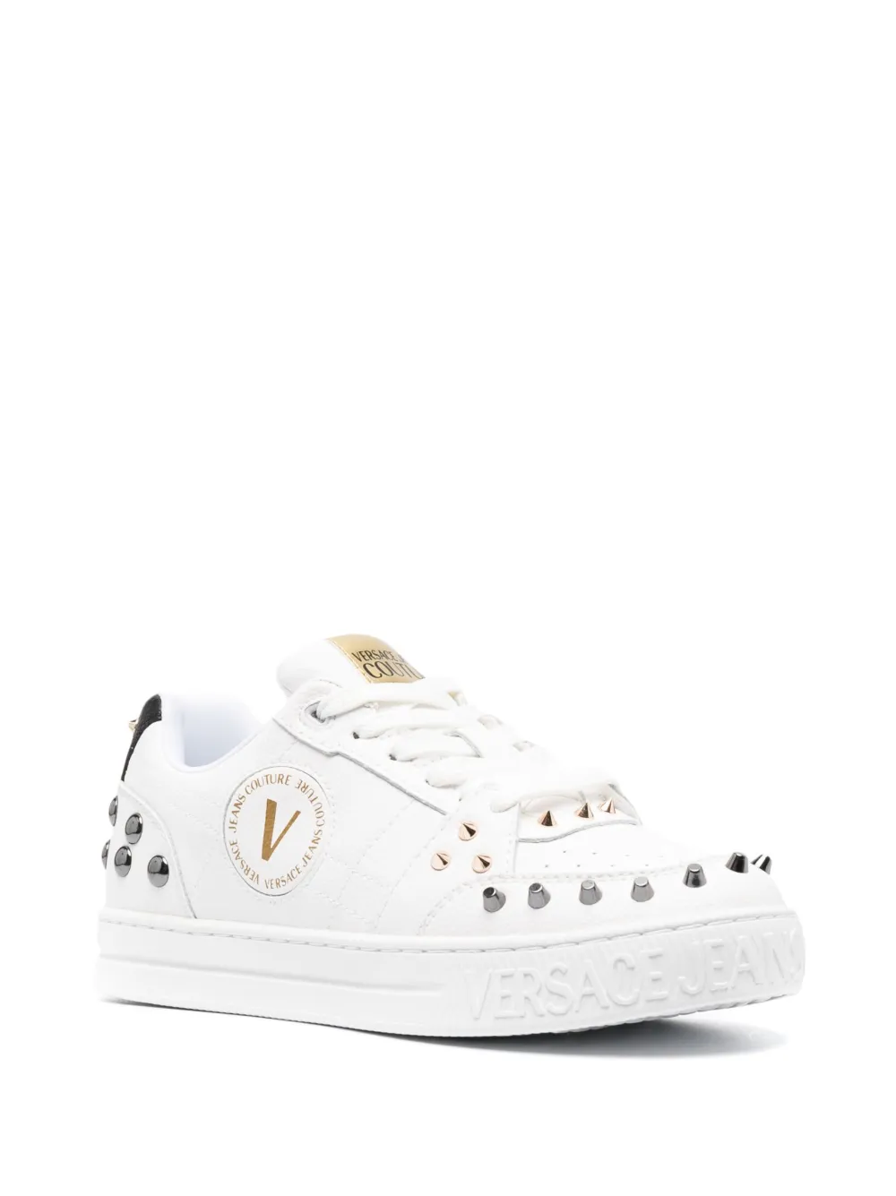 Image 2 of Versace Jeans Couture spiked stud-design leather sneakers