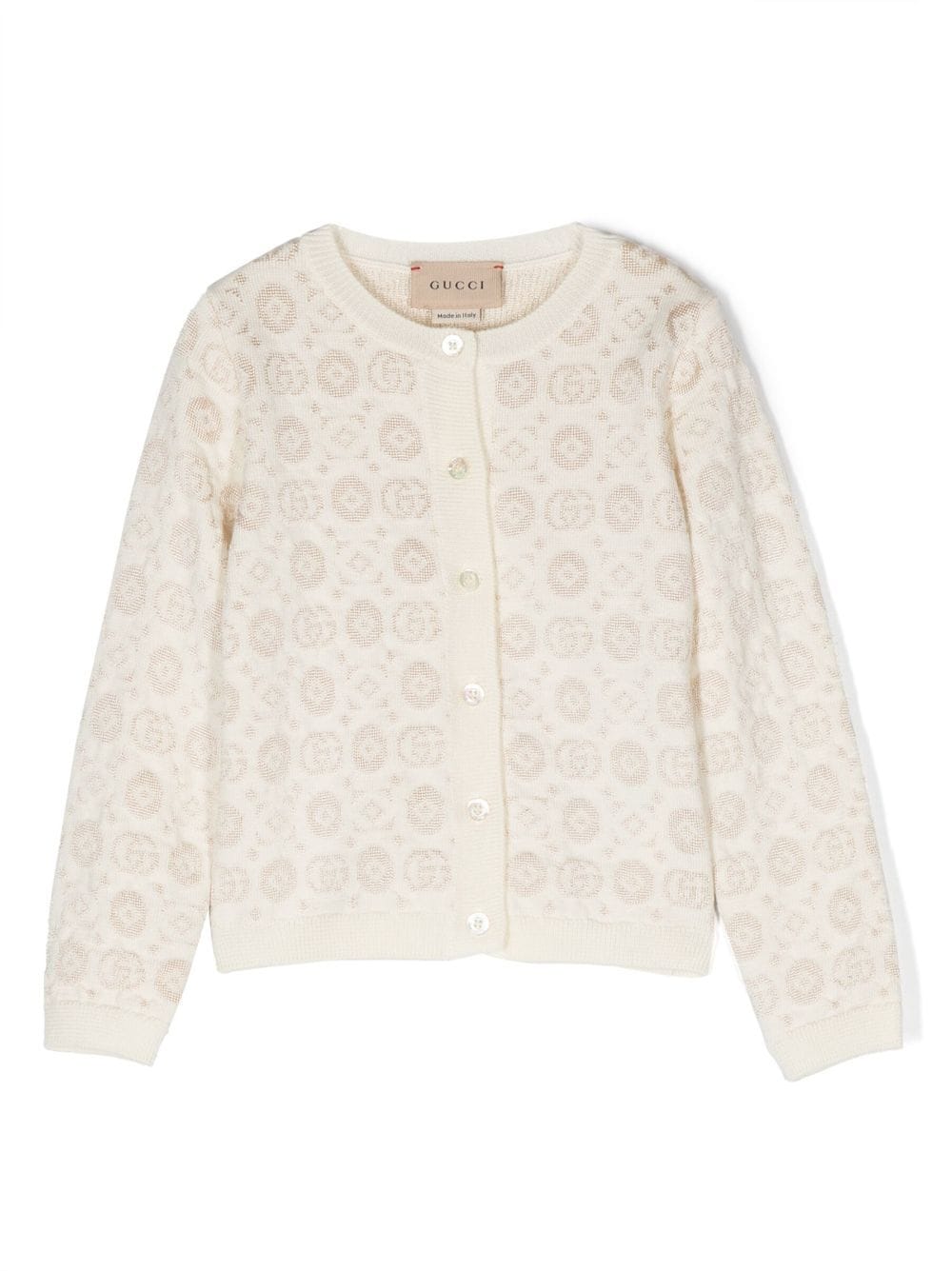 Shop Gucci Double-g Wool Cardigan In Nude