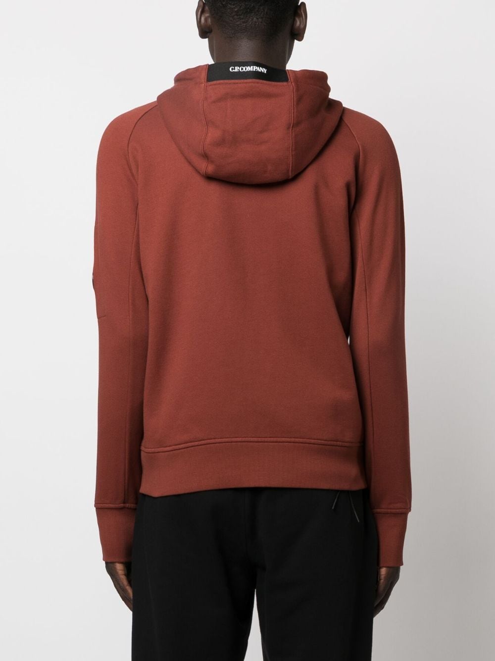 Shop C.p. Company Long-sleeve Zipped Cotton Hoodie In Brown