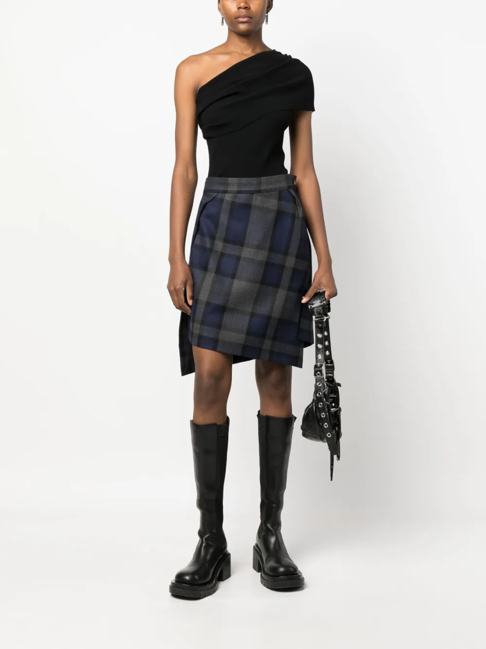 Vivienne Westwood Pre-Owned 2000 tartan-check asymmetric skirt - Blauw