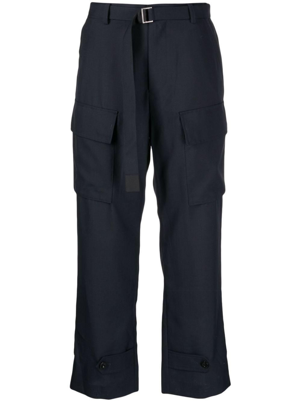 Sacai Cargo-pocket Buckle-fastening Trousers In Blue