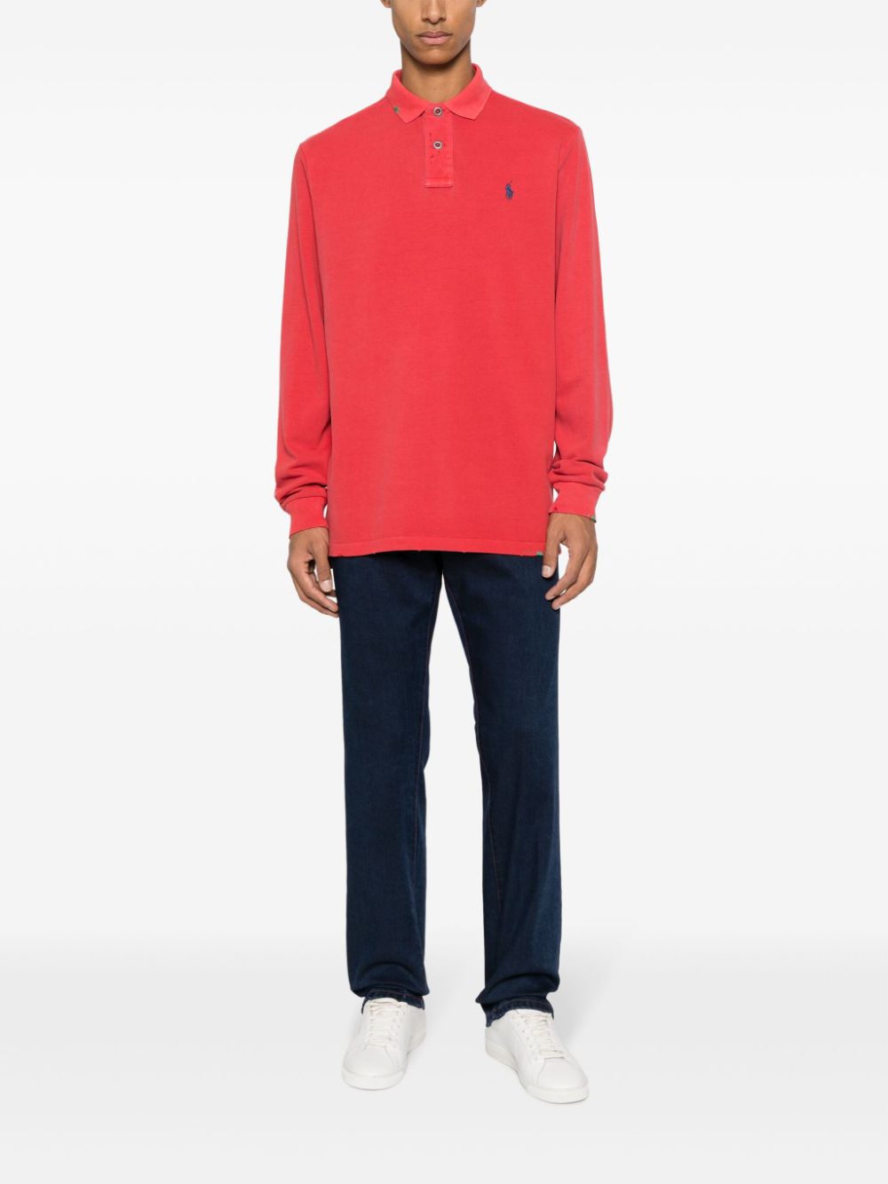 Shop Polo Ralph Lauren Logo-embroidered Cotton Polo Shirt In Red