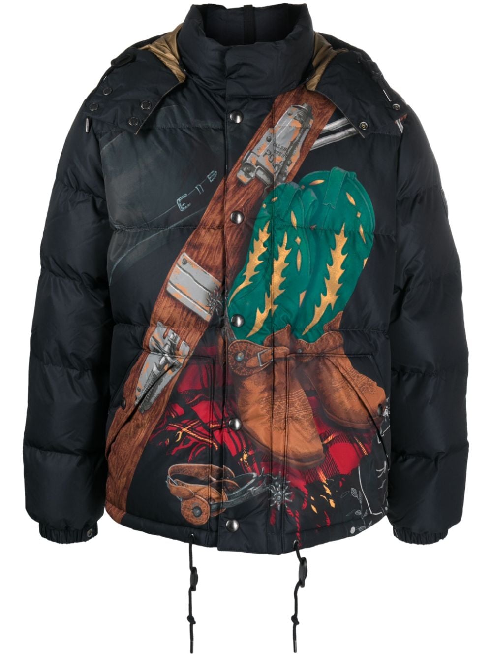 Polo Ralph Lauren Boulder Graphic-print Padded Jacket In Schwarz