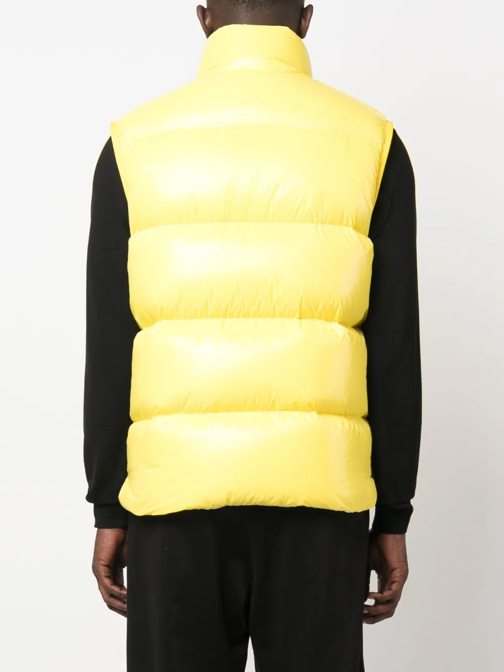 Shop Moncler Sumido Logo-patch Down Vest In Yellow