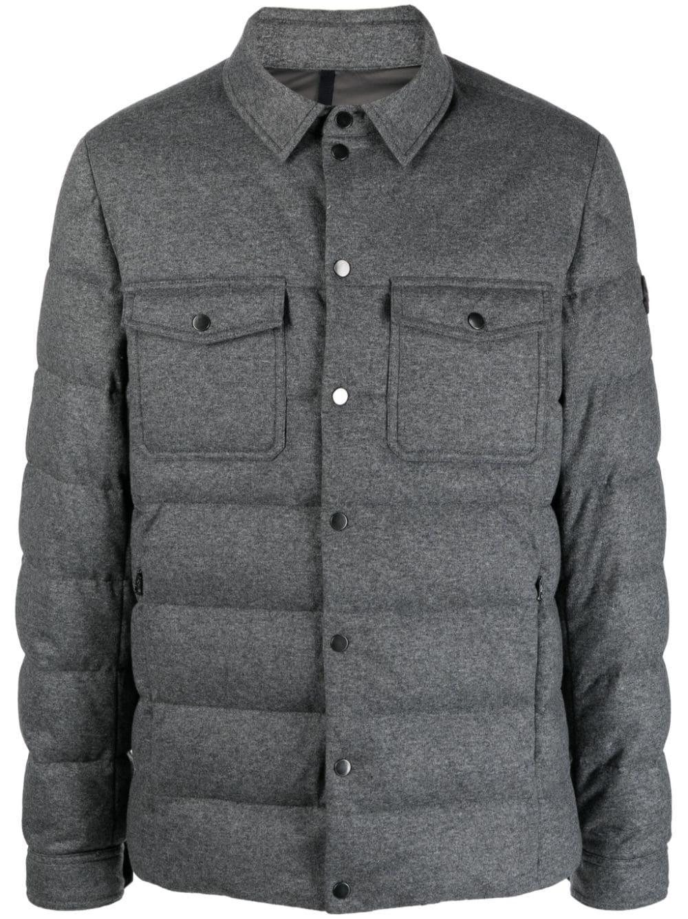 Shop Moncler Todorka Quilted Shirt Jacket In Grey