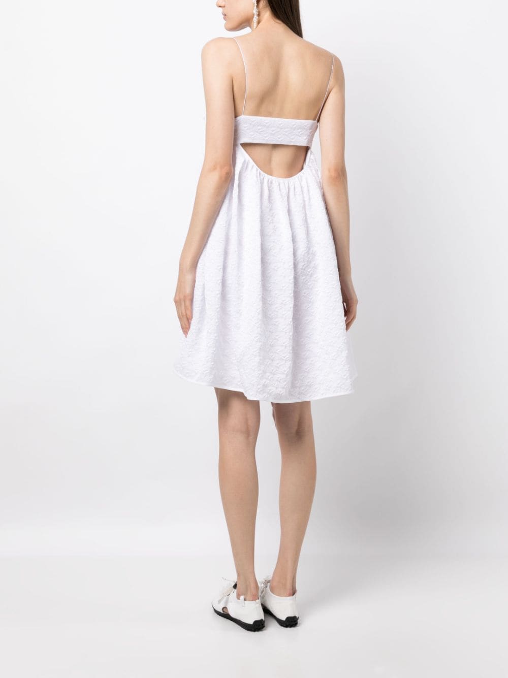 Shop Cecilie Bahnsen Ruffle-detail Spaghetti-strap Dress In White