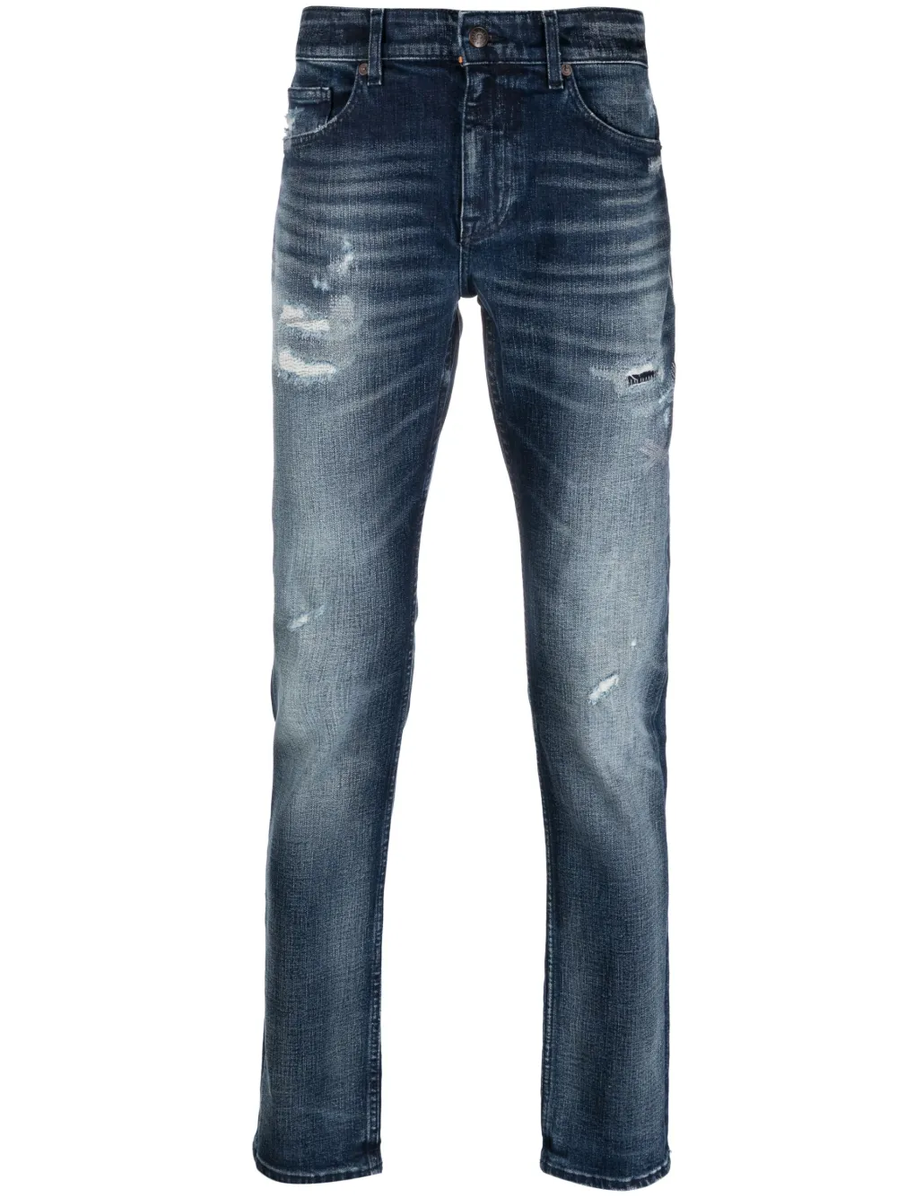 BOSS logo-patch distressed jeans | Blue | Image 1