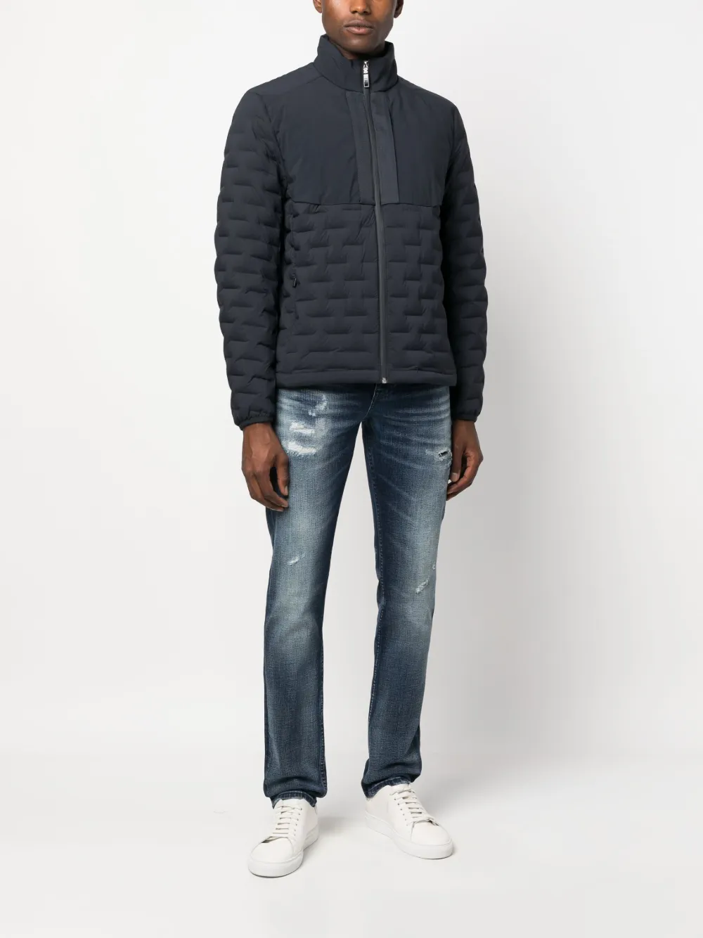 BOSS Gerafelde jeans - Blauw