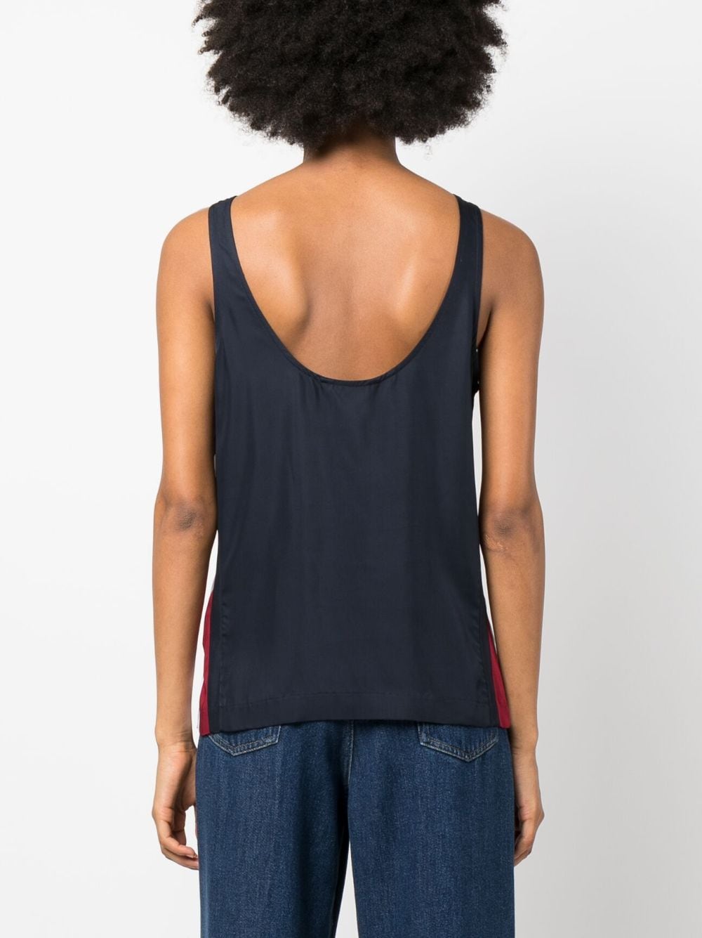 Shop Tommy Hilfiger Logo-tape Detail Sleeveless Top In Blue