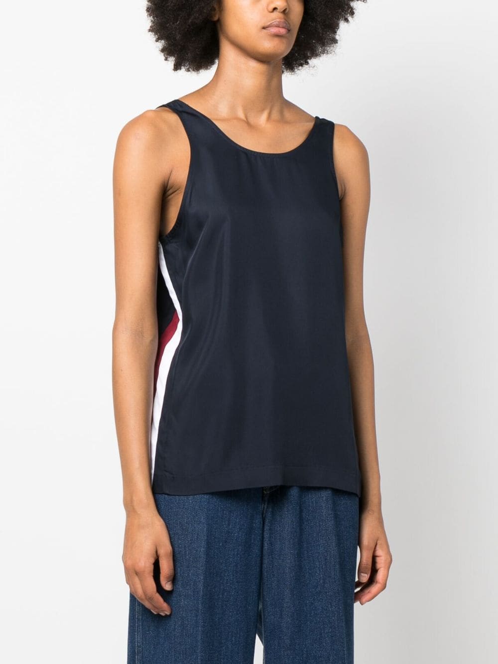 Shop Tommy Hilfiger Logo-tape Detail Sleeveless Top In Blue