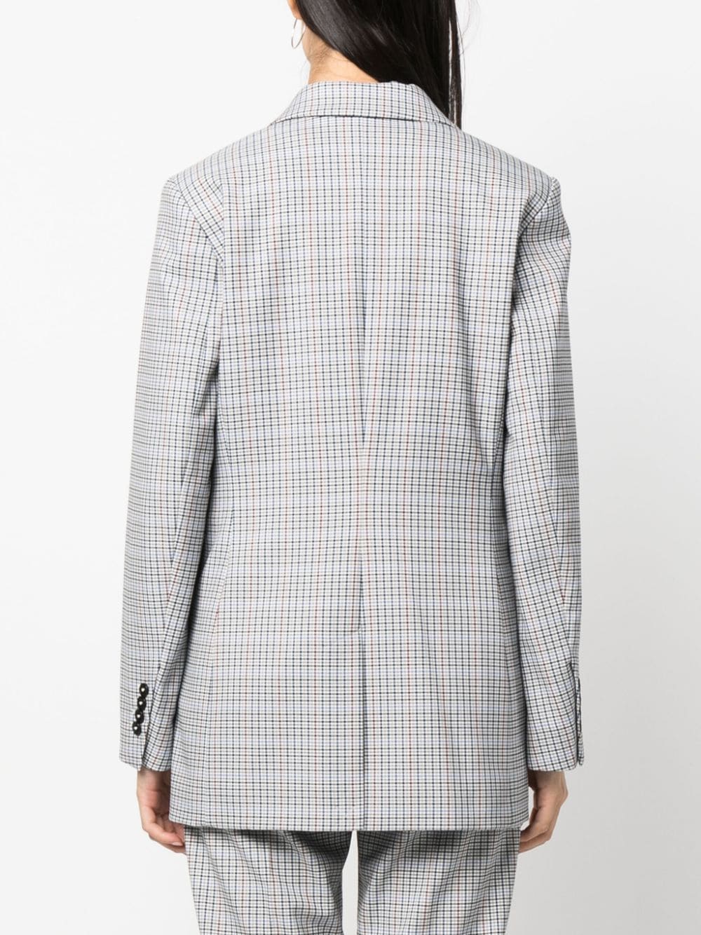 Shop Tommy Hilfiger Checked Double-breasted Blazer In Blue