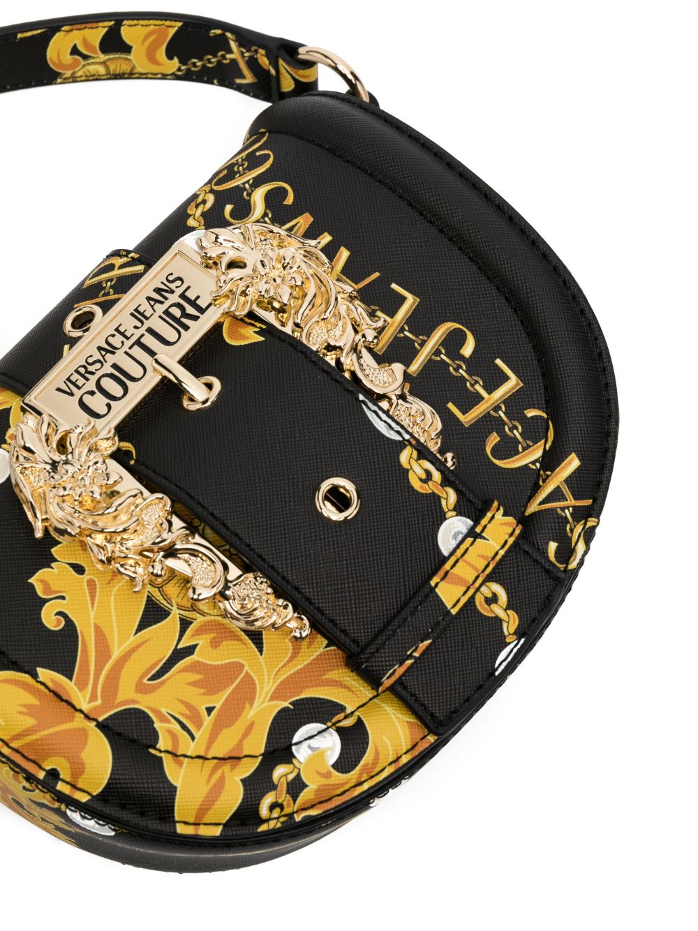 Shop Versace Jeans Couture Chain Couture-print Shoulder Bag In Black