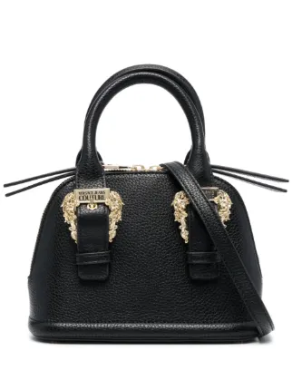 Versace Jeans Couture Baroque-buckle faux-leather Tote Bag | Black