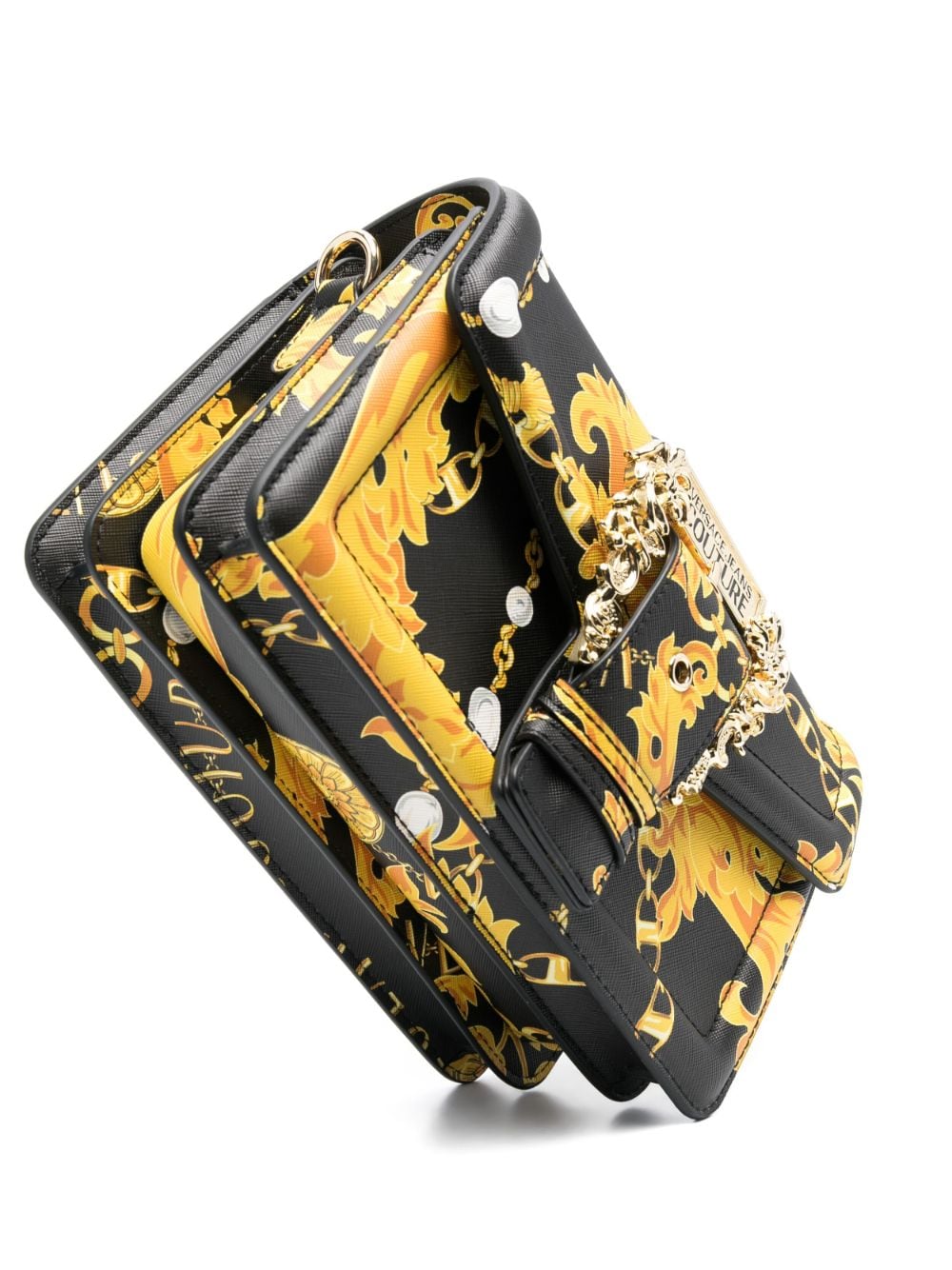 Shop Versace Jeans Couture Baroque-print Satchel Bag In Black