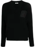 Peserico metallic-threading V-neck jumper - Black