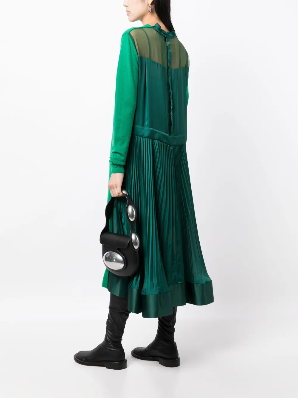 sacai Abito Maglia wool midi dress - Groen