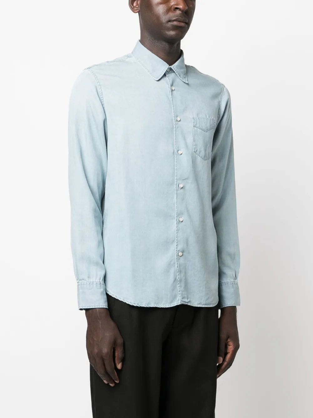  Officine Generale Button-up Lyocell Shirt - Blue 