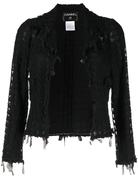 CHANEL Pre-Owned 2005 lace-insert bouclé jacket