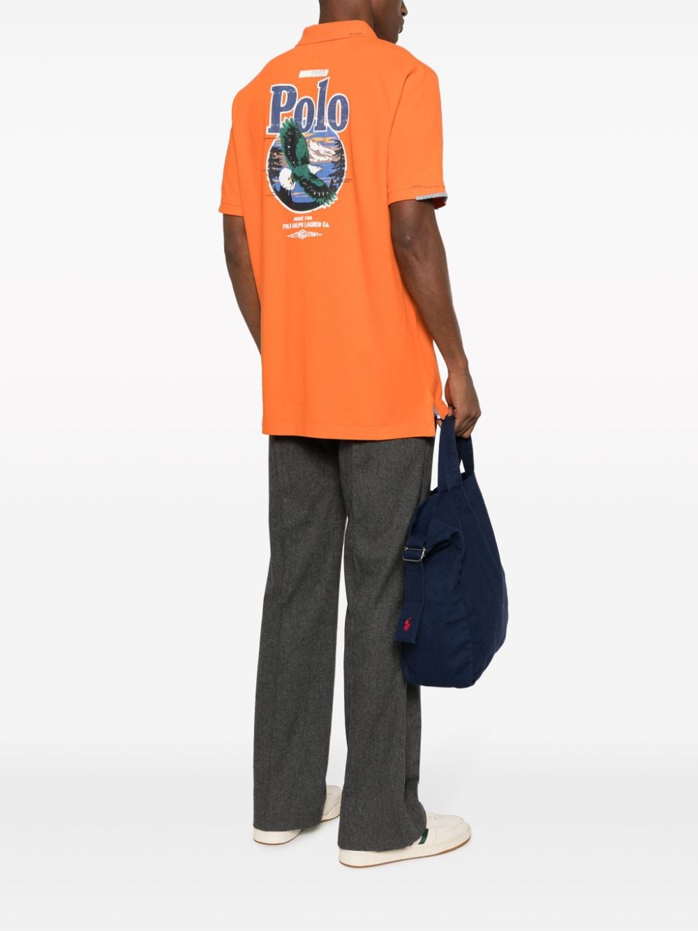 Shop Polo Ralph Lauren Logo-print Cotton Polo Shirt In Orange